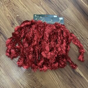 Three Young Craft Red Tinsel Garland 15' Christmas Tree Decoration USA 2001‎